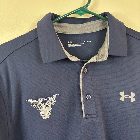 Durham Bulls Under Armour Loose Dark Blue Polo Shirt Sz Large Active Sporty - Picture 2 of 6